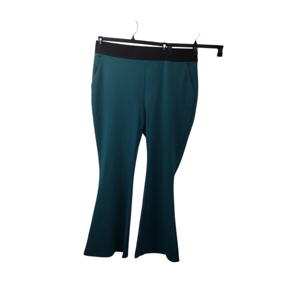 DG2 by Diane Gilman Pants - DG2 by Diane Gilman: Ponte Knit Pull-On High Rise Flare Pant, Size 2X, Green